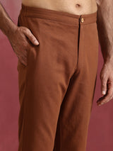 trueBrowns Men's Brown Cotton Co-ord set