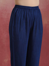 trueBrowns Blue Cotton Dobby Kurta Set