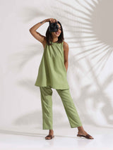 trueBrowns Green Slub Co-ord Set