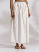 trueBrowns Off-white Cotton Skirt Co-ord Set