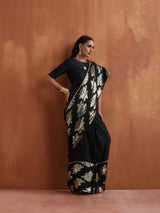 trueBrowns Black Metallic Ready To Wear Saree