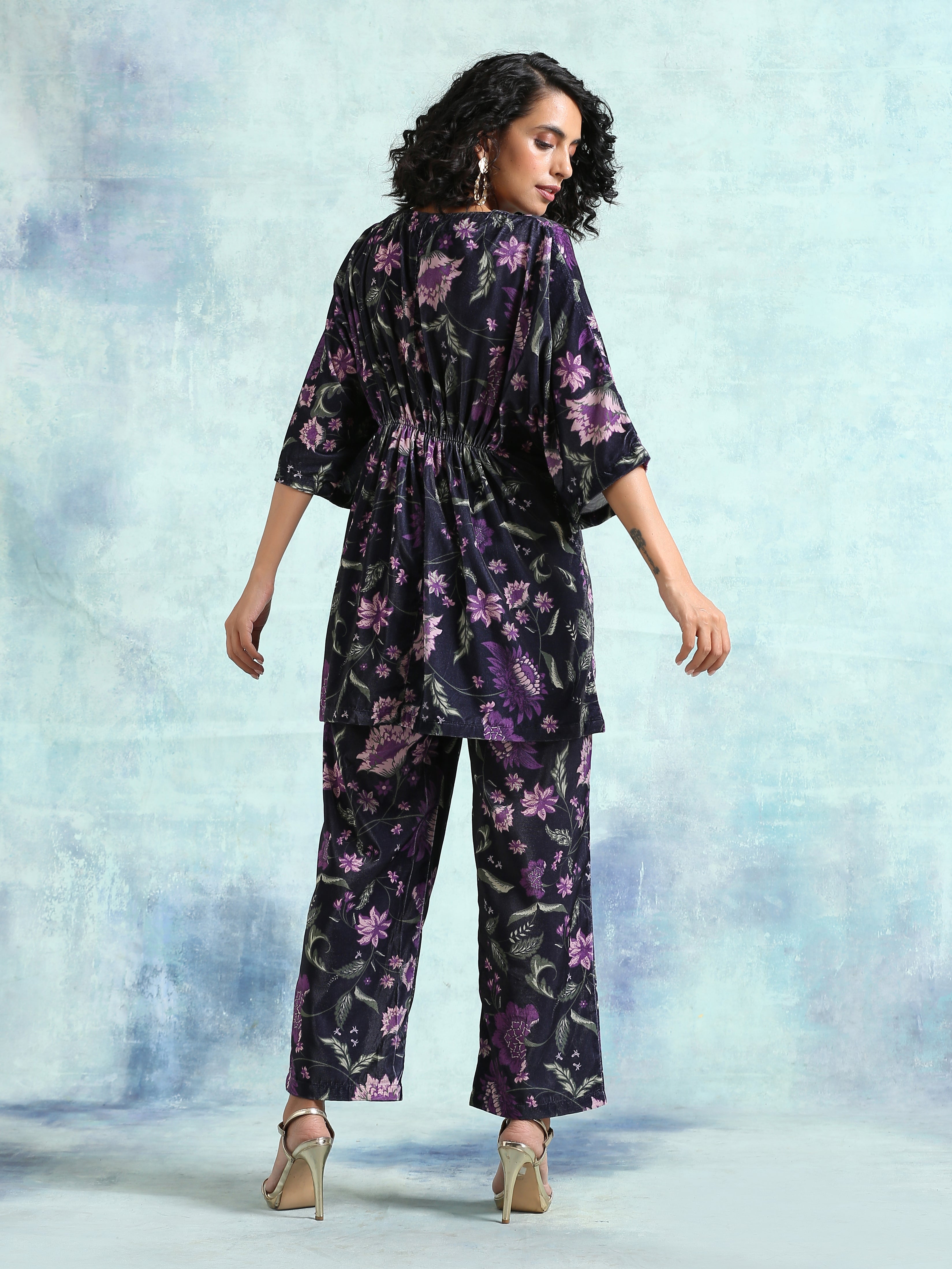 Black Printed Velvet Co-Ord Set