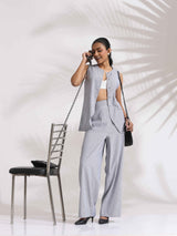 trueBrowns Grey Cotton Stripe Co-ord Set