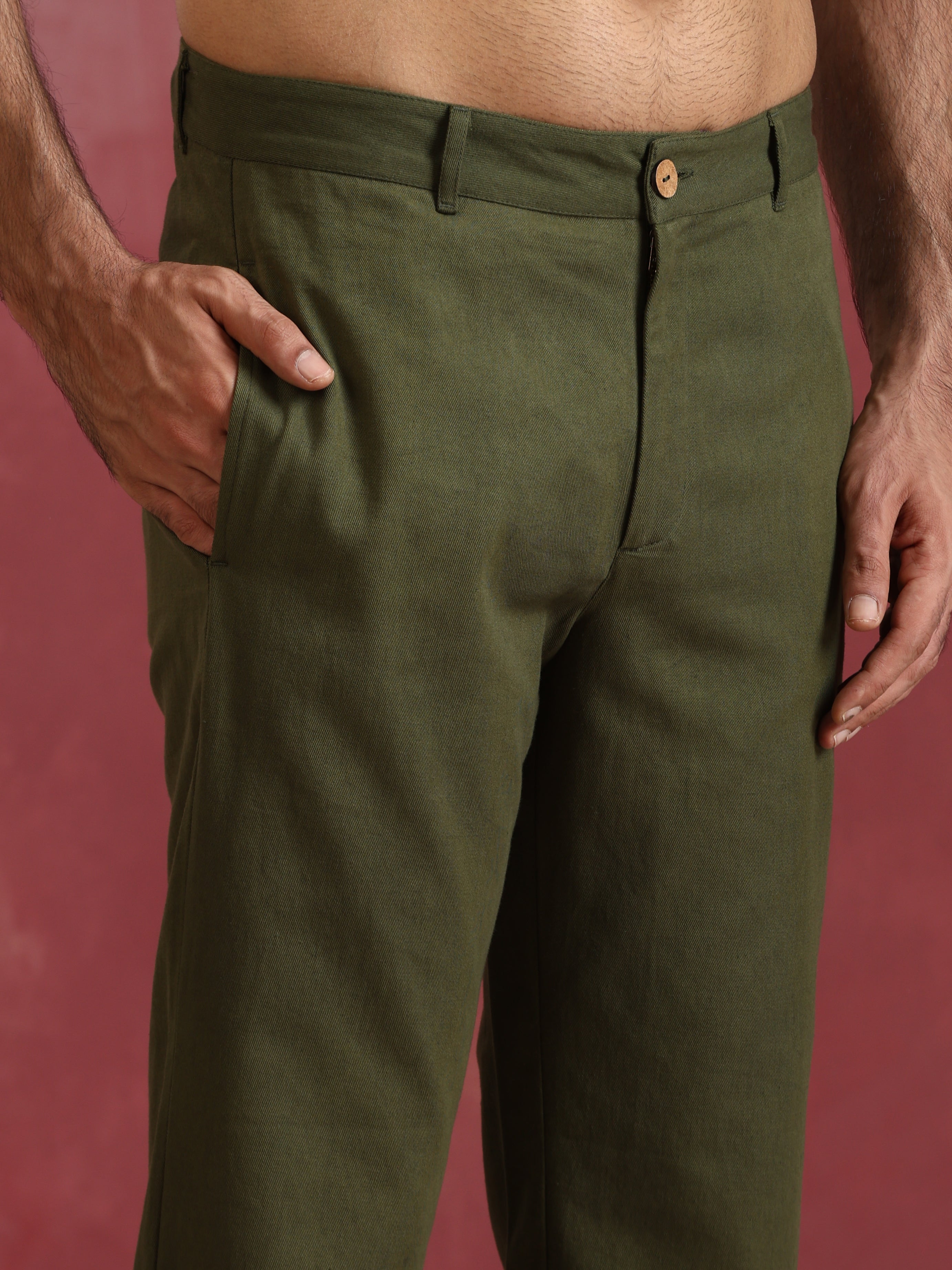 trueBrowns Men's Olive Cotton Co-ord set