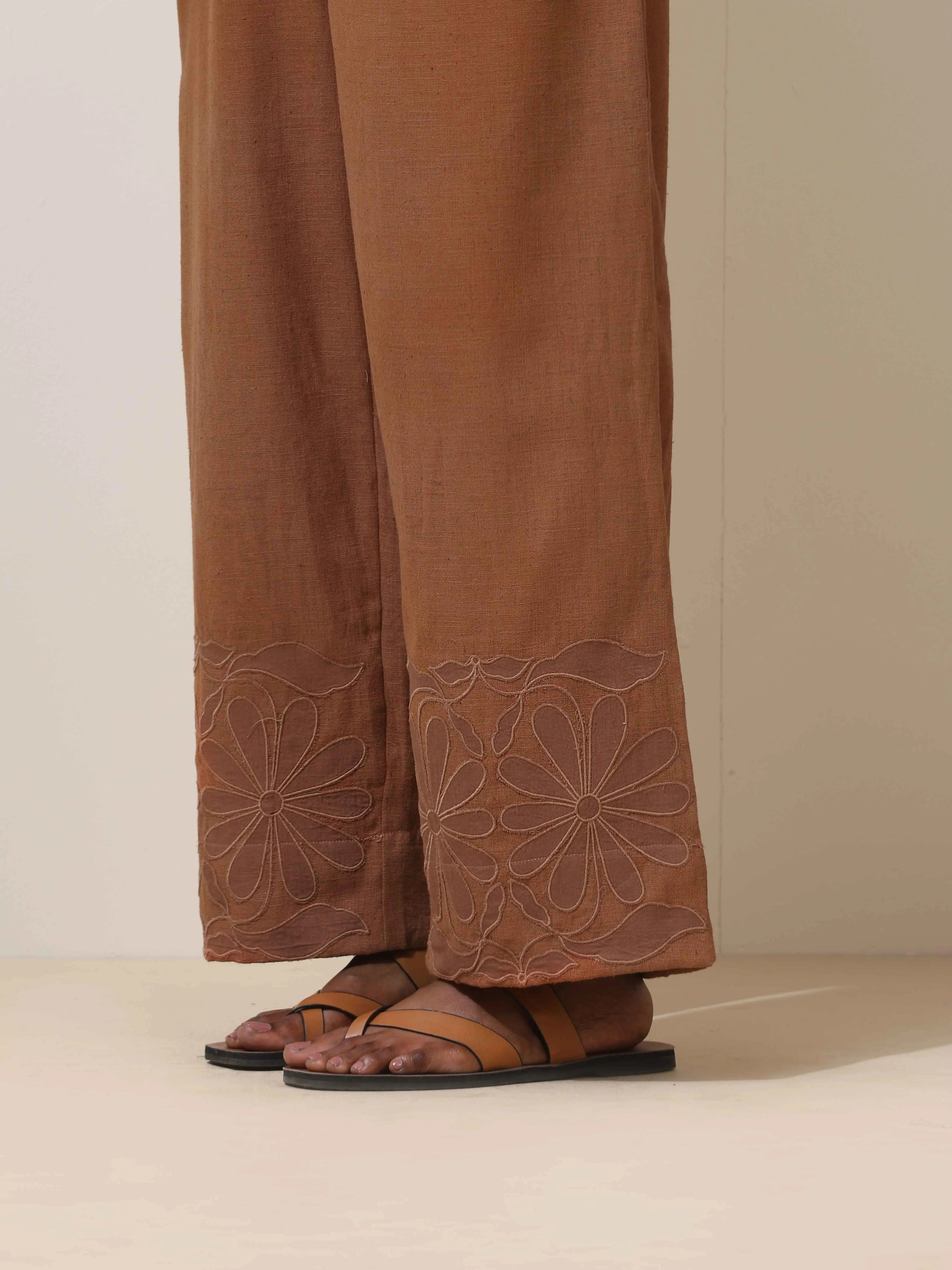 trueBrowns Oudh Brown Embroidered Natural Cotton Co-ord Set
