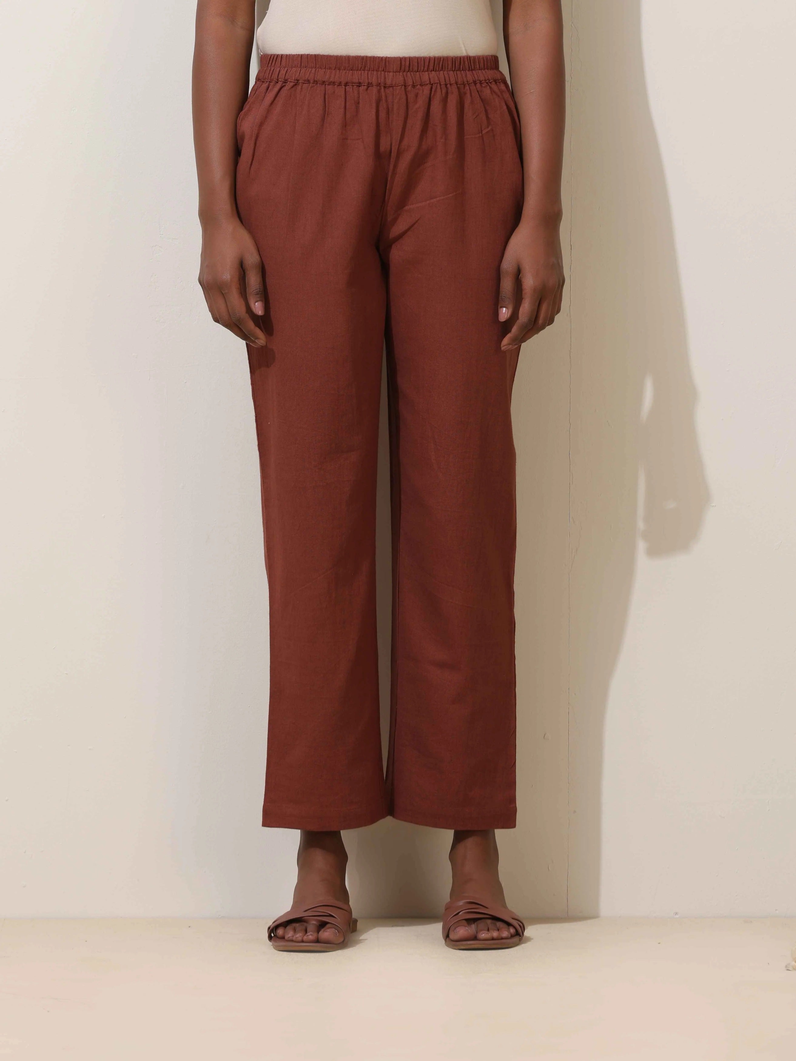 trueBrowns Brown Cotton Linen Kurta Co-Ord Set