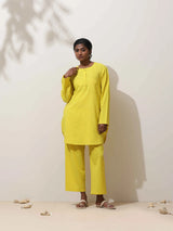 trueBrowns Lime Cotton Kurta Co-Ord Set