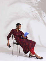 trueBrowns Purple Floral Print Kurta Set