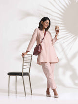 trueBrowns Light Pink Slub Co-ord Set