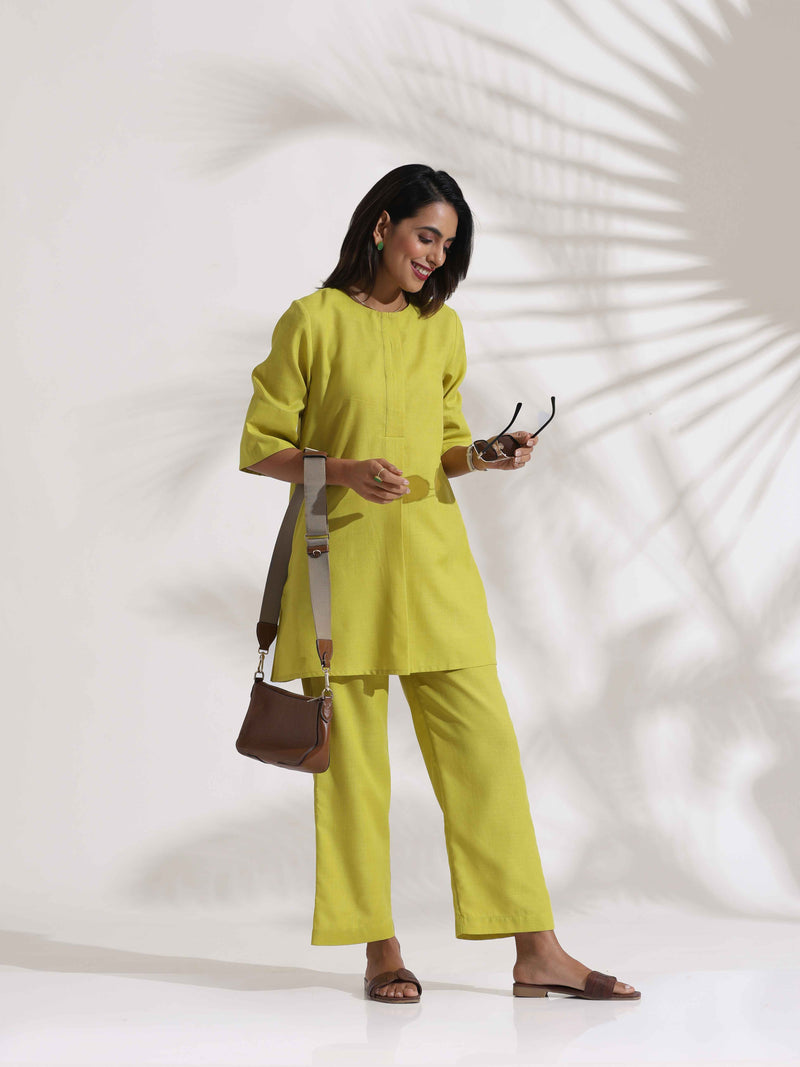 trueBrowns Lime Slub Co-ord Set