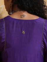 trueBrowns Purple Muslin Silk A-line Kurta Co-ord Set