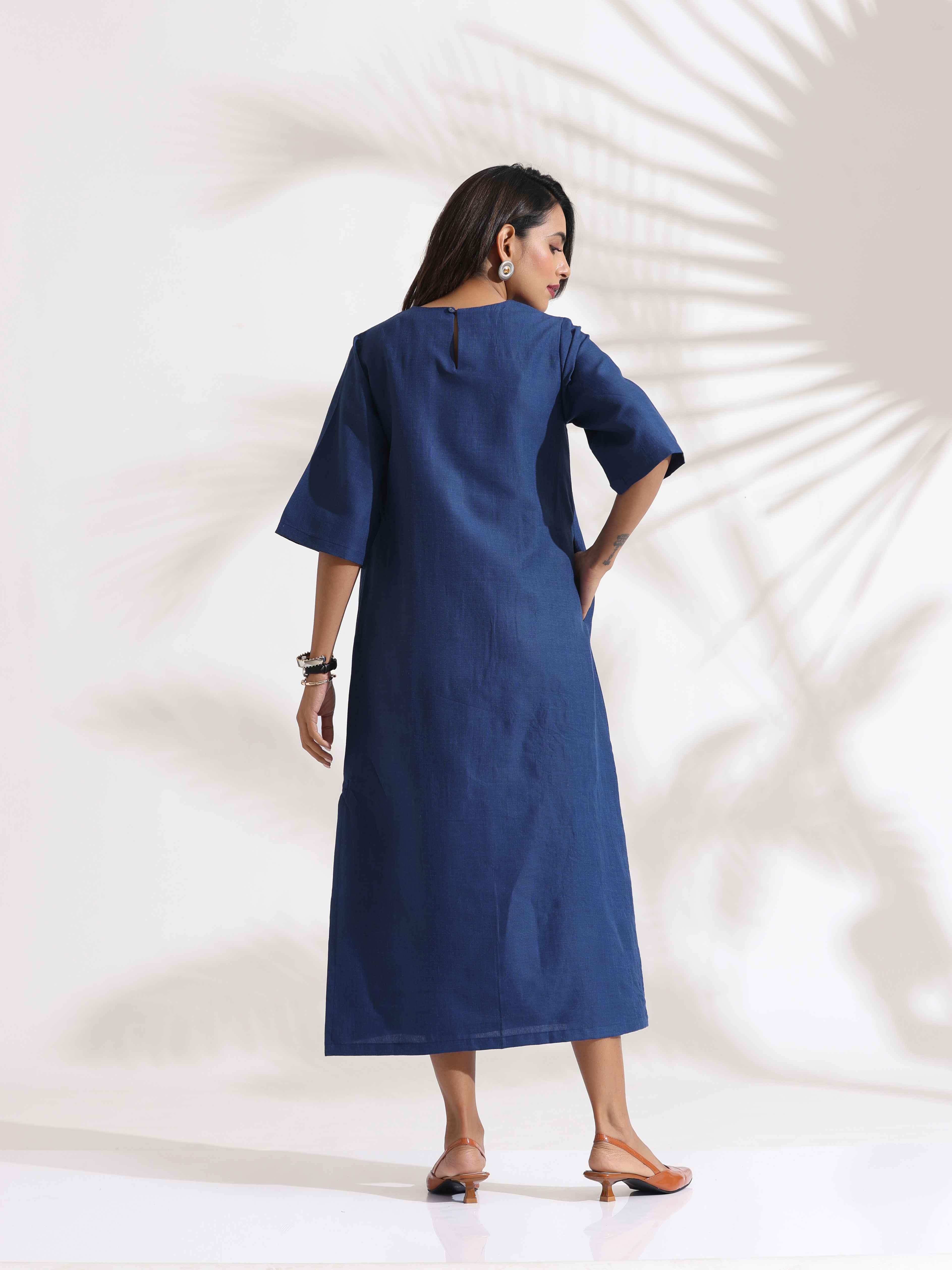 trueBrowns Blue Slub Dress