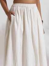 trueBrowns Off-white Cotton Skirt Co-ord Set