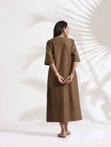 trueBrowns Brown Slub Dress