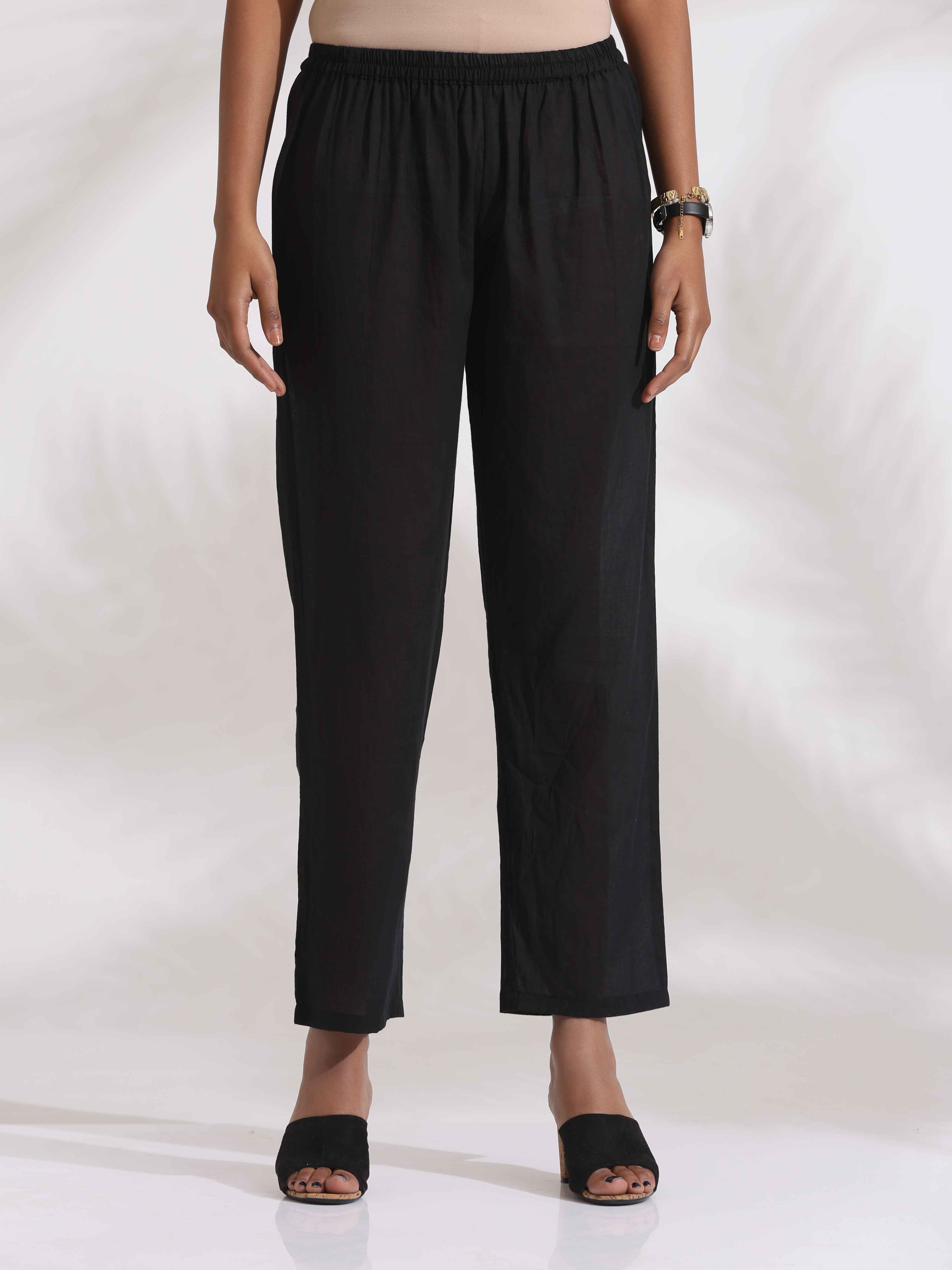 trueBrowns Black Cotton Schiffli Kurta Set