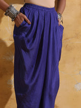 trueBrowns Purple Red Jaal Print Muslin Silk Dhoti Co-ord Set