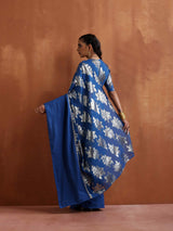 trueBrowns Blue Metallic Ready To Wear Saree