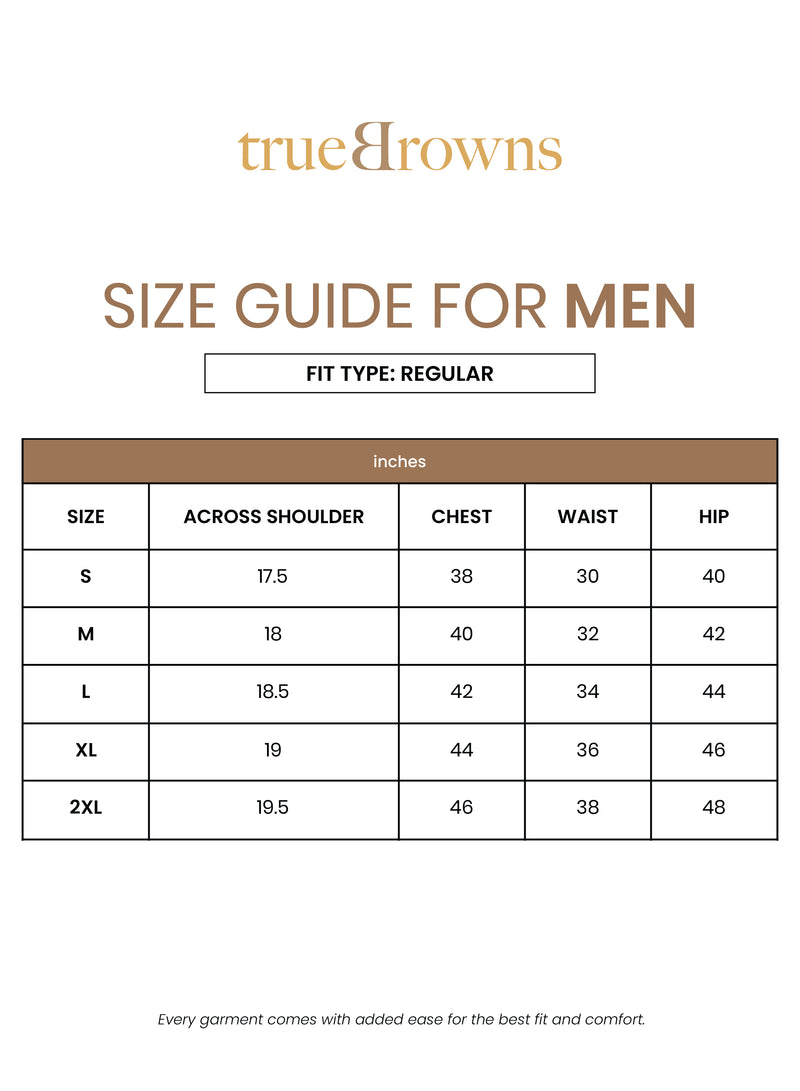 trueBrowns Men's Rust Printed Kurta