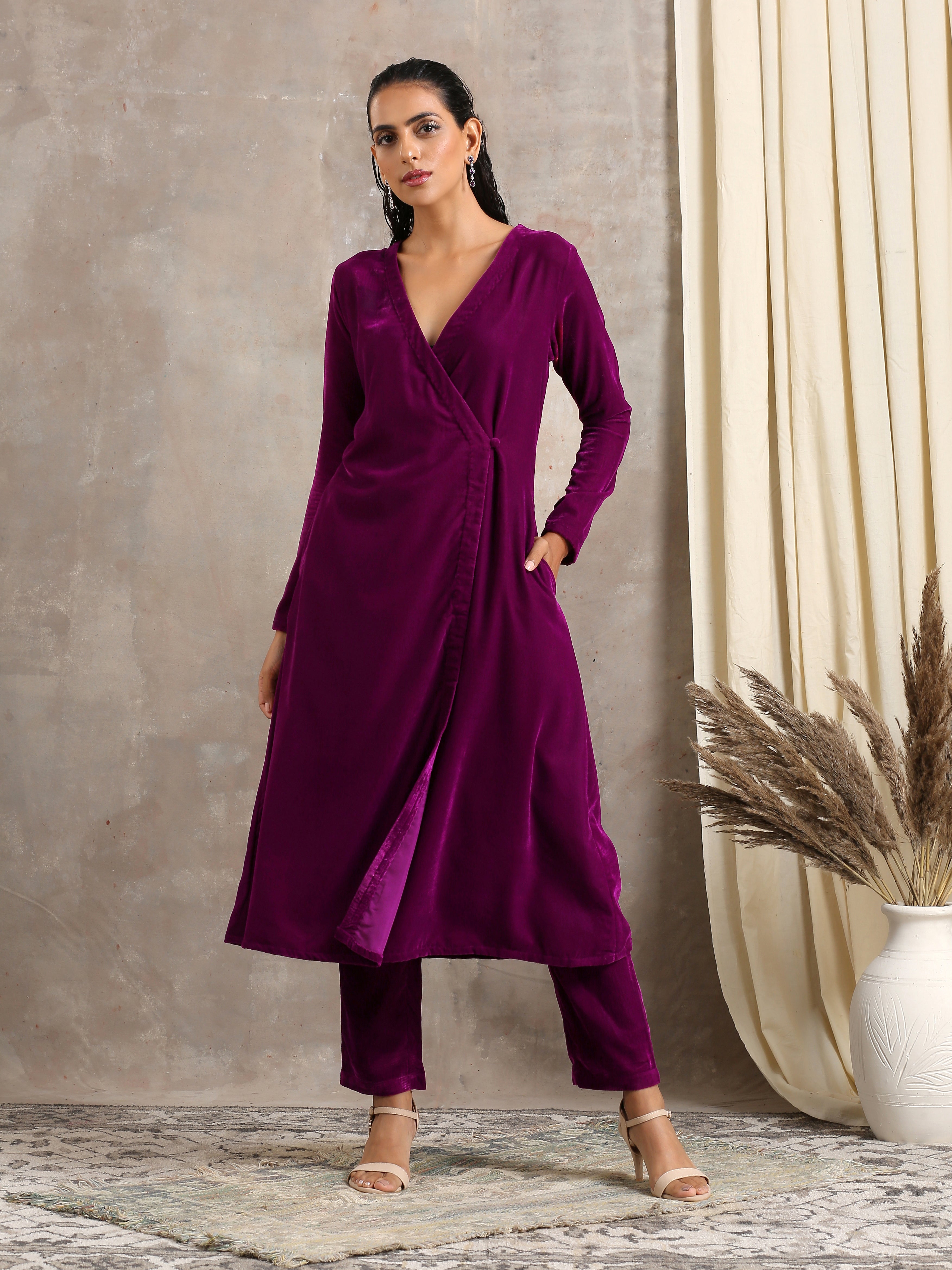 Wine Velvet Angrakha