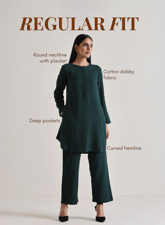 Dark Green Front Placket Co-Ord Set