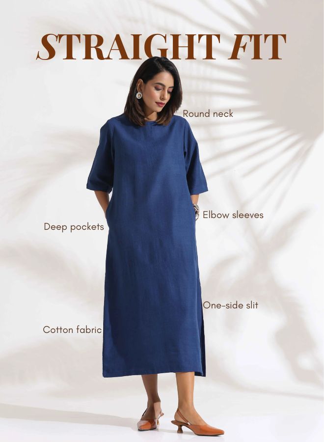 trueBrowns Blue Slub Dress