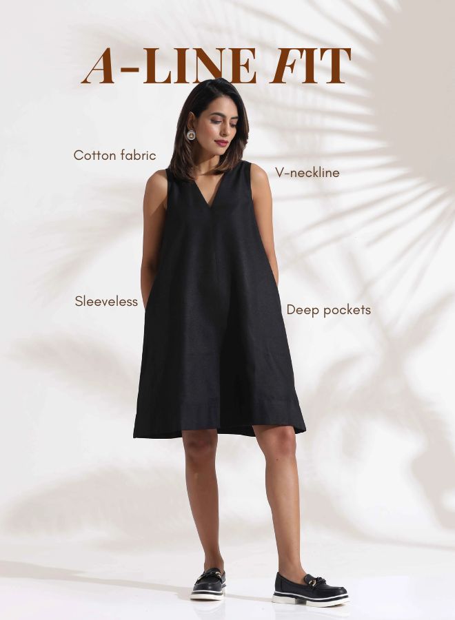 trueBrowns Black Slub Dress