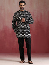 trueBrowns Men's Black Ikat Co-ord Set