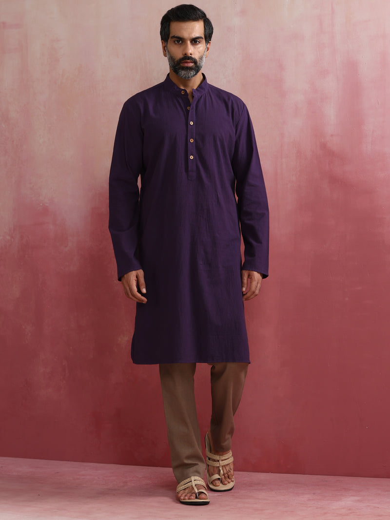 trueBrowns Men's Purple Kurta