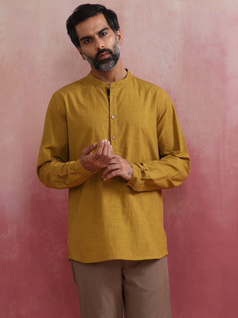 trueBrowns Men's Mustard Cotton Shirt