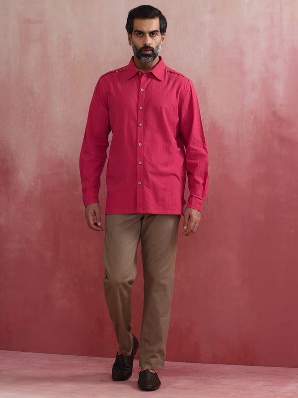 trueBrowns Men's Pink Cotton Shirt