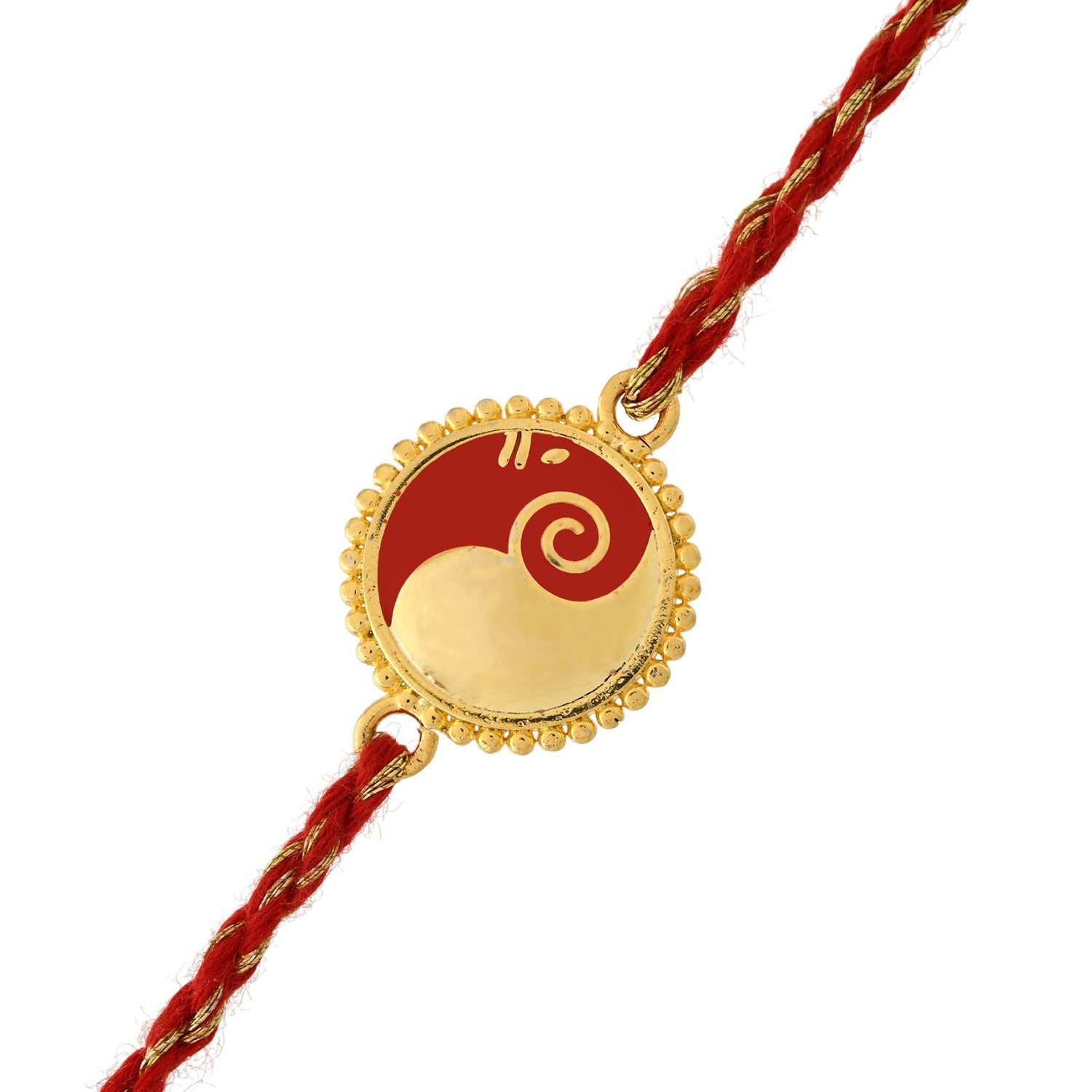 trueBrowns Gold Tone Sterling Silver Stylized Ganesha Rakhi