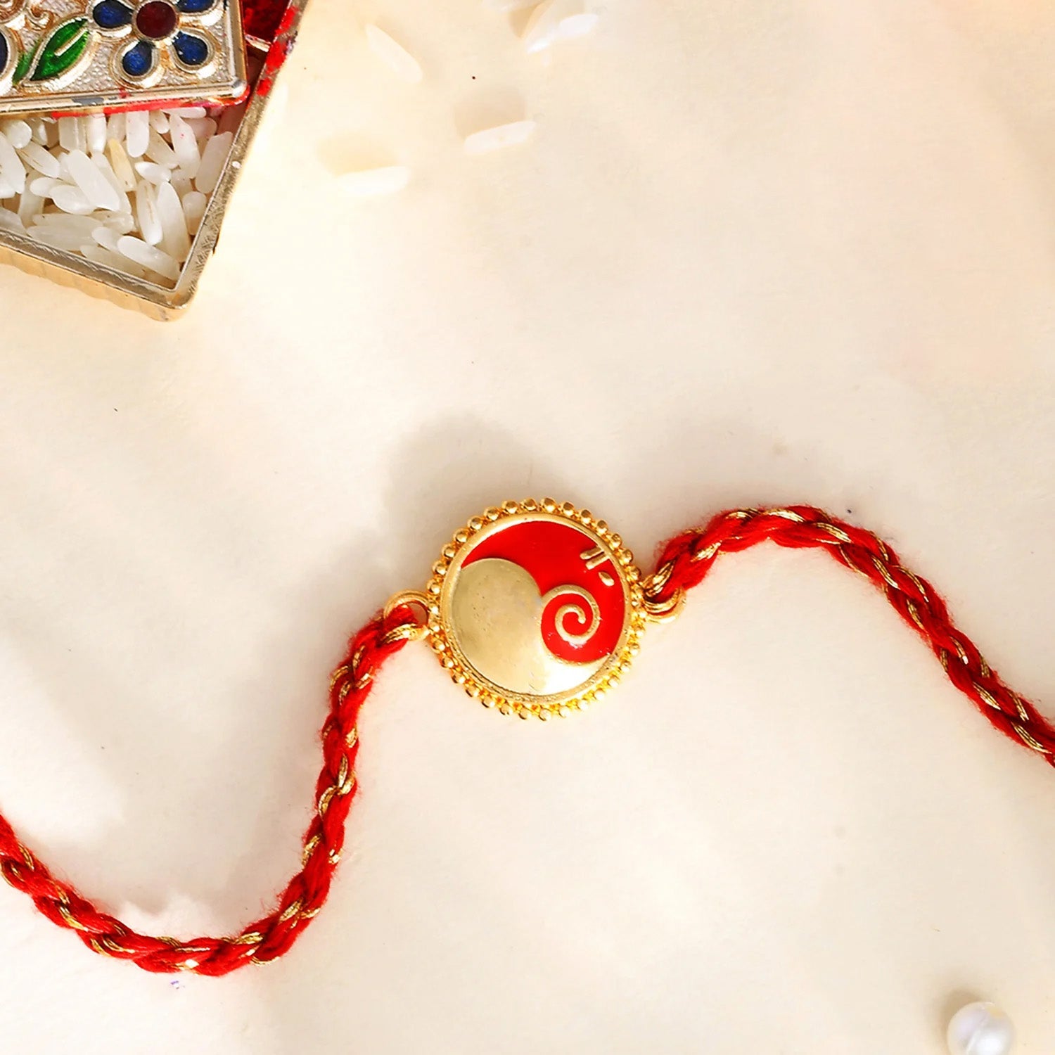 trueBrowns Gold Tone Sterling Silver Stylized Ganesha Rakhi