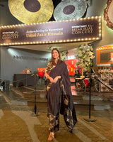 trueBrowns Black Metallic Ready To Wear Saree