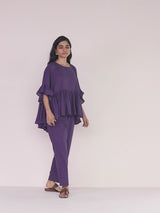 trueBrowns Purple Cotton Flared Co-ord Set