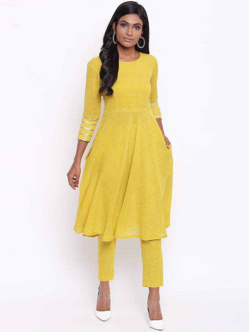 Pure Cotton Gota Sleeve Kurta Set - trueBrowns