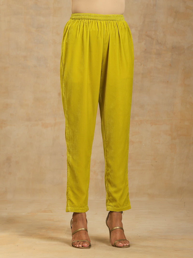 trueBrowns Lime Velvet Pant