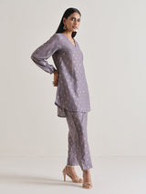 Plum Grey Foil Short Co-Ord Set
