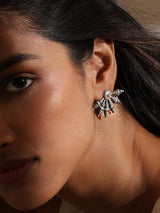 Silver-Plated Half Floral Stud Earrings