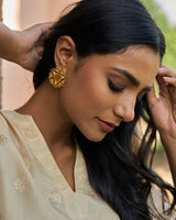 trueBrowns 22K Gold-Plated Leaf Earrings