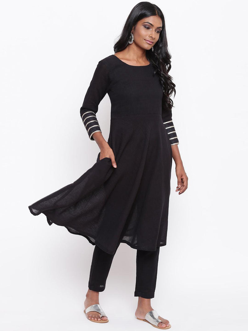 Pure Cotton Gota Sleeve Kurta Set - trueBrowns