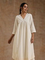 Ivory Gold Cotton Flared Kurta Set