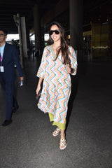 Multicolour Lehariya Printed Silk Kurta Pant Set