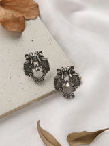Silver-Plated Peacock Stud Earrings