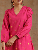 Pink Gold Cotton Short Co-Ord Set