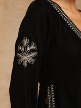 trueBrowns Black Velvet Embroidered Co-ord Set