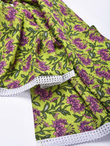 Lime Green Overall Block Print Cotton Stole