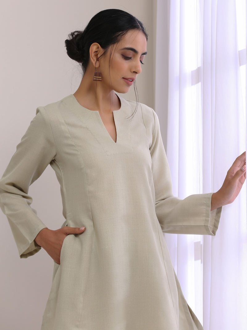 Light Grey Slub Co-Ord Set