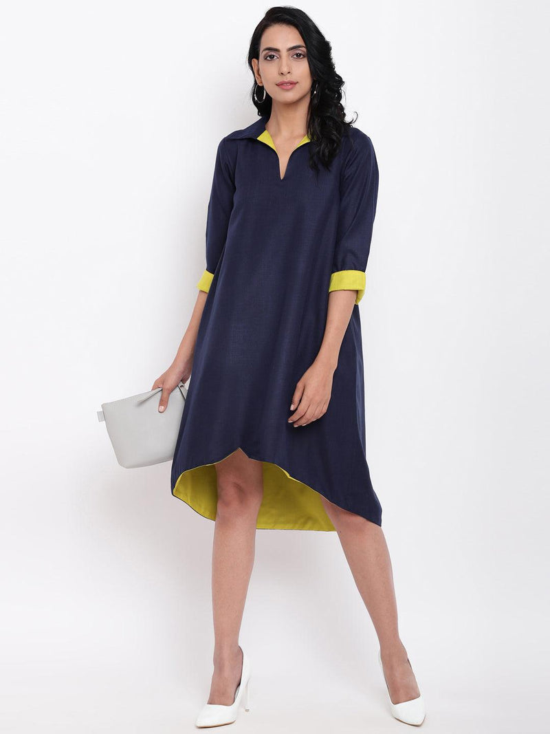 Linen Cotton Blue Collared Dress – trueBrowns International