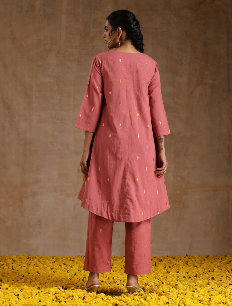 Blush Gold Cotton High-Low Co-Ord Set