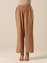 Light Mauve Slub Texture Neck Pleat Kurta Pant Set